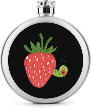 Strawberry Caterpillar Flask 5 Oz Modern Stainless Steel Leakproof Portable Wine Hip Flasks for Men Women