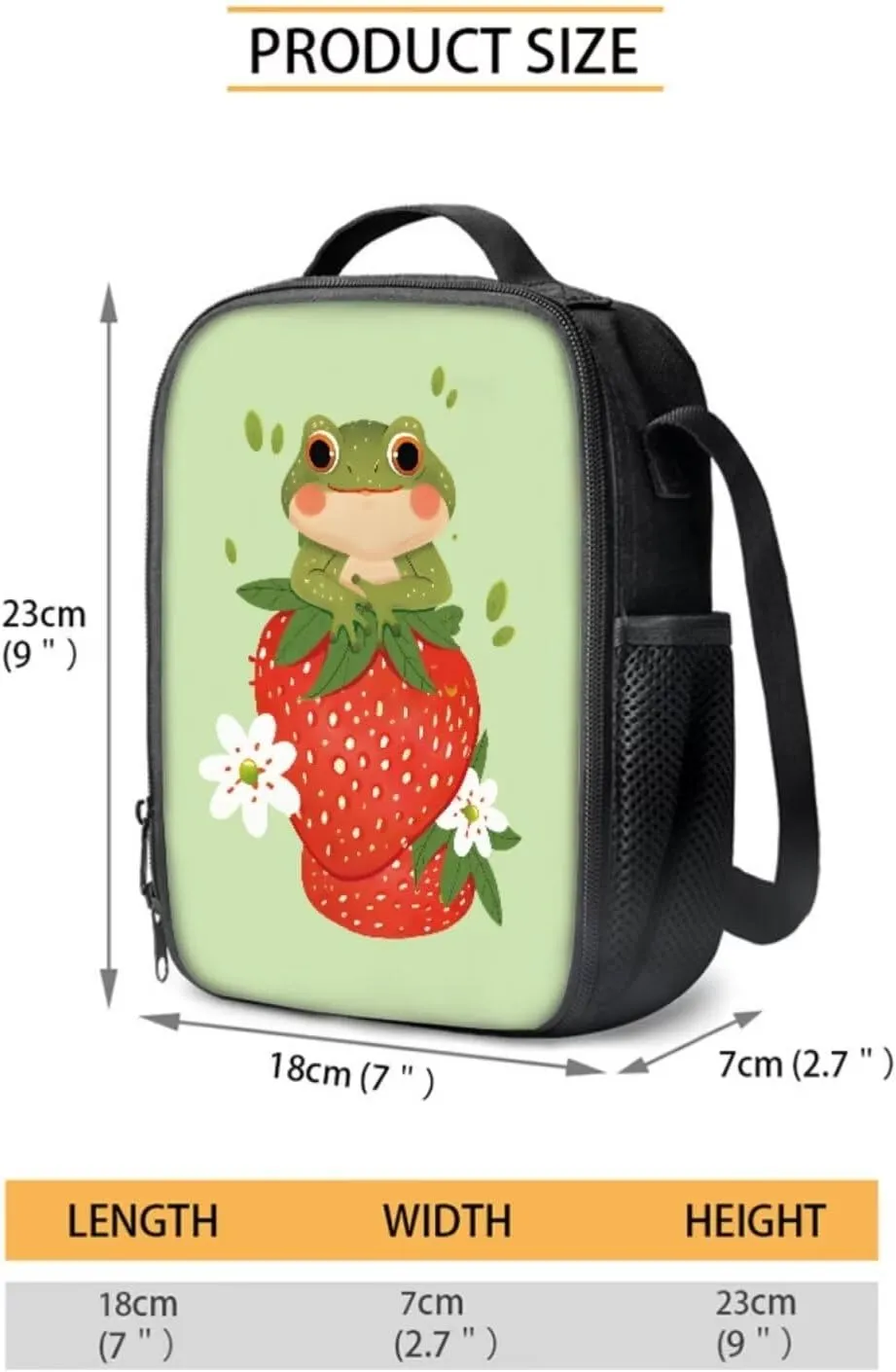 Strawberry Frog School Bags for Kids With Lunch Bag Pencil Case Cute Bookbag Elementary School Backpack for Girls Boys Ages 5-8/8-12 Primary Students Book Bags 3Rd/4Th/5Th/6Th Grade
