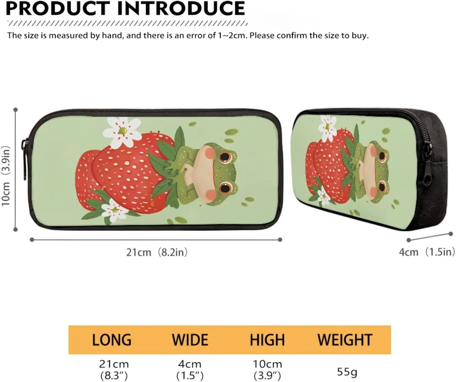 Strawberry Frog School Bags for Kids With Lunch Bag Pencil Case Cute Bookbag Elementary School Backpack for Girls Boys Ages 5-8/8-12 Primary Students Book Bags 3Rd/4Th/5Th/6Th Grade
