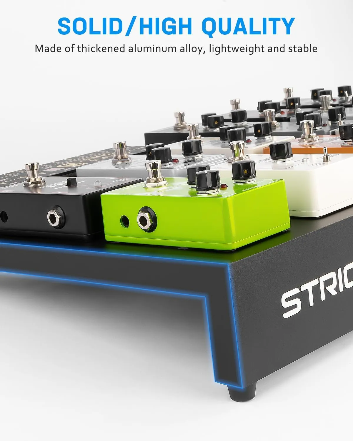 STRICH Guitar Pedal Board Extra Large Size, Aircraft Grade Aluminum 2.6lb Lightweight Pedalboard 18'' x 14.6'' Effect Pedals board with Carry Bag, PLUS 18 (Angled)