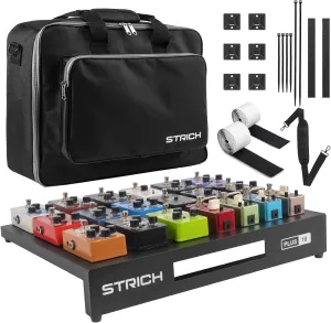 STRICH Guitar Pedal Board Extra Large Size, Aircraft Grade Aluminum 2.6lb Lightweight Pedalboard 18'' x 14.6'' Effect Pedals board with Carry Bag, PLUS 18 (Angled)