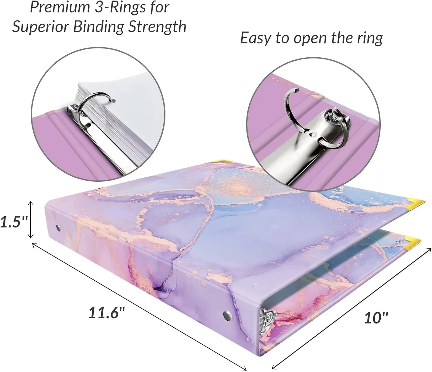 Stylish 1-Inch 3-Ring Binder Organizer – Letter-Size, Premium Hardcover with Dividers & Labels, for Home, School, Office (Pink Marble)