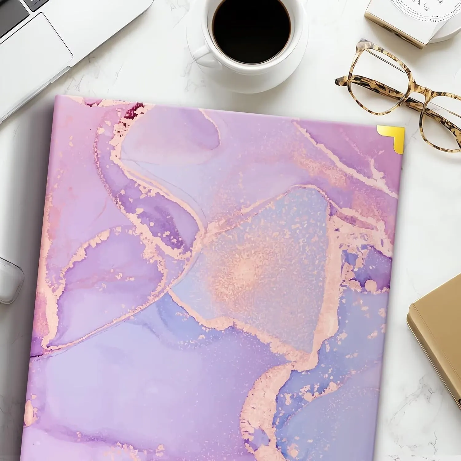 Stylish 1-Inch 3-Ring Binder Organizer – Letter-Size, Premium Hardcover with Dividers & Labels, for Home, School, Office (Pink Marble)