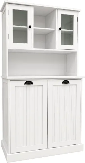 Stylish Tilt-Out Dirty Laundry Basket Cabinet for Organized Living, Includes 2 Adjustable Shelves, Elegant White Finish