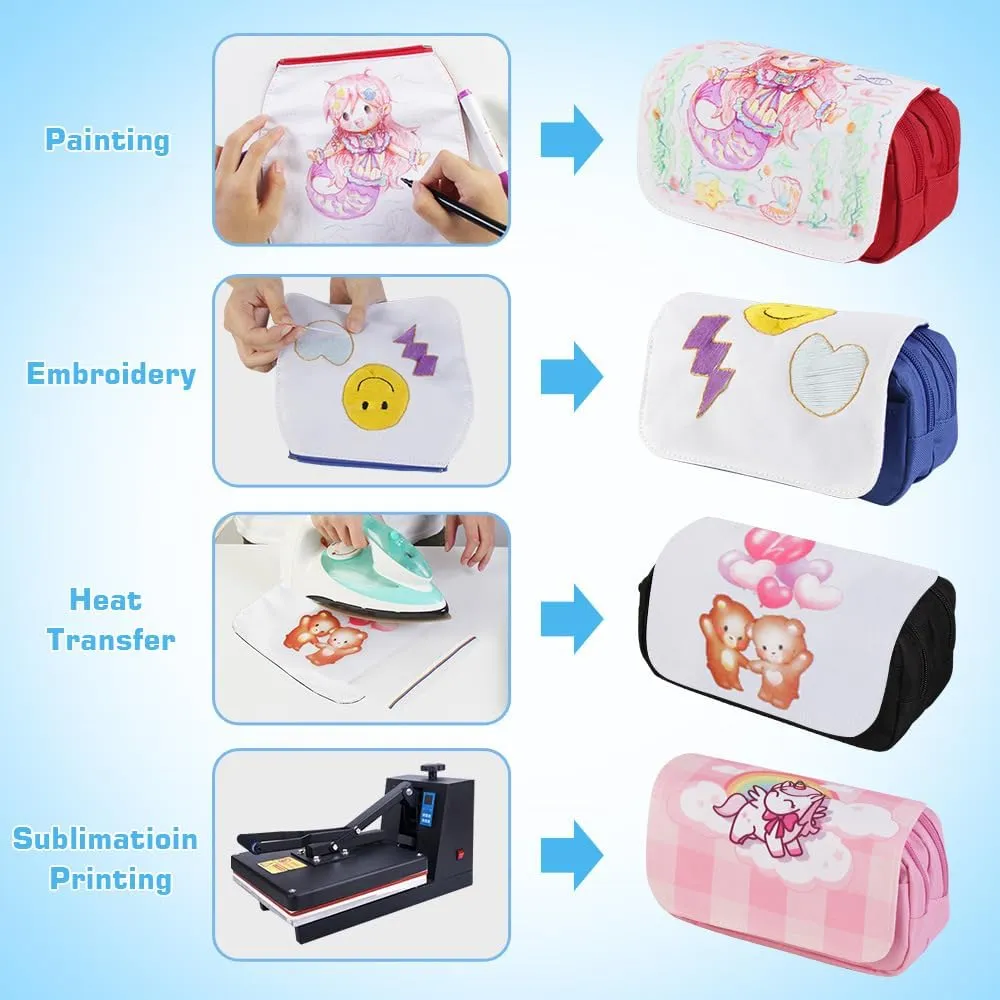 Sublimation Printable Blanks Cosmetic Bags Pencil Case Multipurpose DIY Heat Transfer Makeup Bags Organizer Bag Toiletry Pouch with Removable Flap for Sublimation