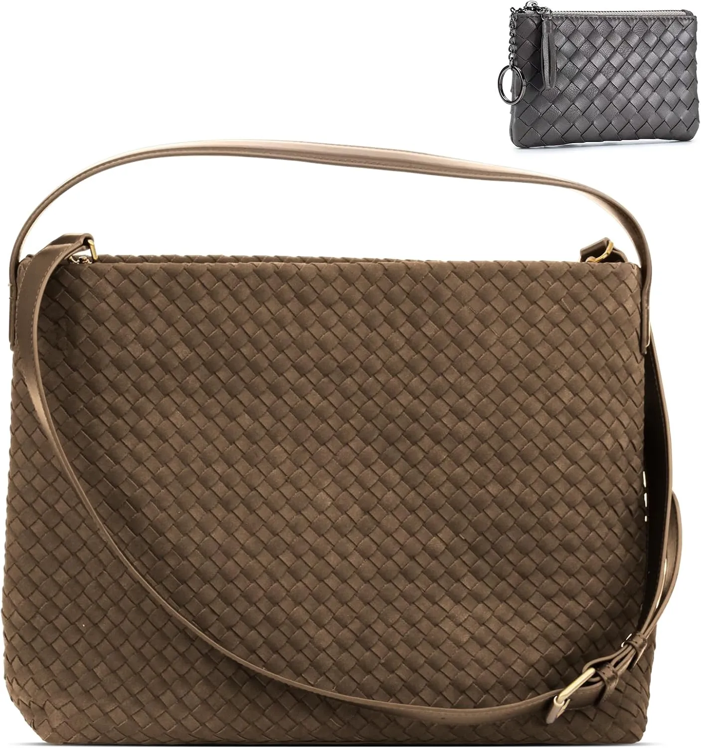 Suede Hobo Bag for Women Woven Bag Shoulder Bag Casual Tote Bag