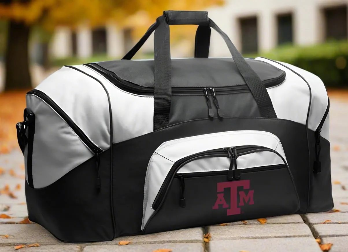 Texas A&M Duffel Bag Deluxe Texas A&M Suitcase or Sports Gear Bag (Black)