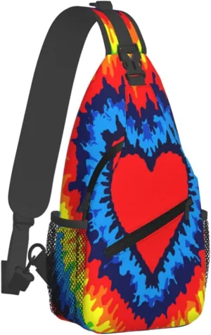 Tie Dye Swirl Rainbow Chest Bags Crossbody Sling Bag Shoulder Bag Travel Hiking Daypack For Men Women