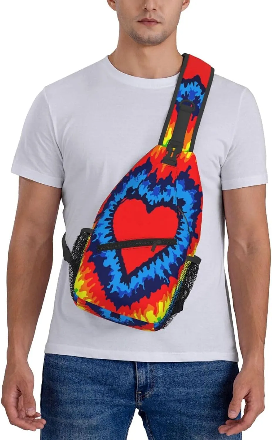 Tie Dye Swirl Rainbow Chest Bags Crossbody Sling Bag Shoulder Bag Travel Hiking Daypack For Men Women