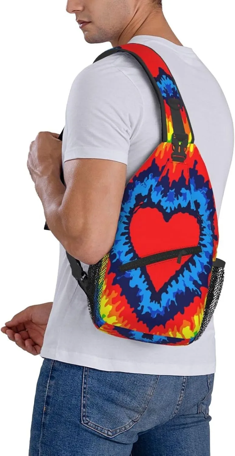 Tie Dye Swirl Rainbow Chest Bags Crossbody Sling Bag Shoulder Bag Travel Hiking Daypack For Men Women