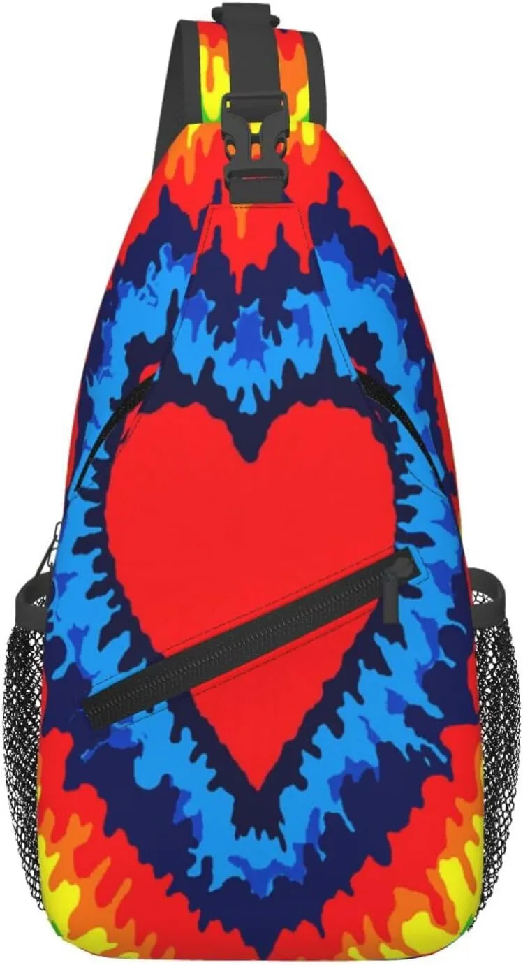 Tie Dye Swirl Rainbow Chest Bags Crossbody Sling Bag Shoulder Bag Travel Hiking Daypack For Men Women