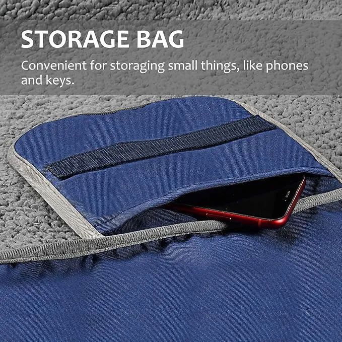 Tirrinia Outdoors Waterproof Throw Blanket, 51”x 59” Sherpa Fleece Stadium Windproof Mat Boat, Traveling, Camping, Hiking, Football - Machine Washable, Navy Blue