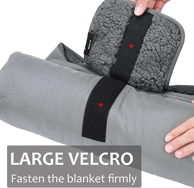 Tirrinia Outdoors Waterproof Throw Blanket, 51”x 59” Sherpa Fleece Stadium Windproof Mat for Boat, Traveling, Camping, Hiking, Football - Machine Washable, Light Grey