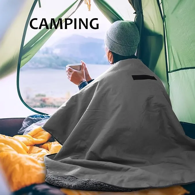 Tirrinia Outdoors Waterproof Throw Blanket, 66”x 90” Sherpa Fleece Stadium Windproof Mat for Boat, Traveling, Camping, Hiking, Football - Machine Washable