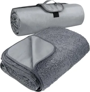 Tirrinia Outdoors Waterproof Throw Blanket, 66”x 90” Sherpa Fleece Stadium Windproof Mat for Boat, Traveling, Camping, Hiking, Football - Machine Washable