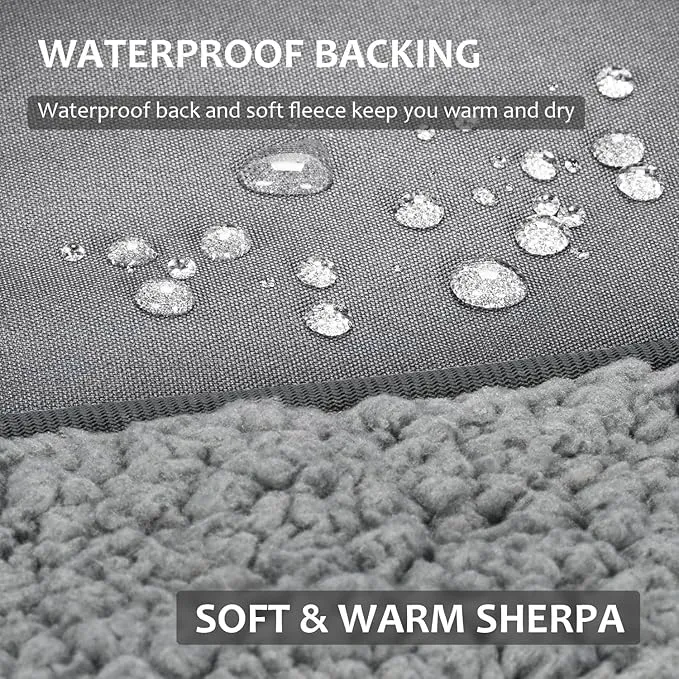 Tirrinia Outdoors Waterproof Throw Blanket, 66”x 90” Sherpa Fleece Stadium Windproof Mat for Boat, Traveling, Camping, Hiking, Football - Machine Washable