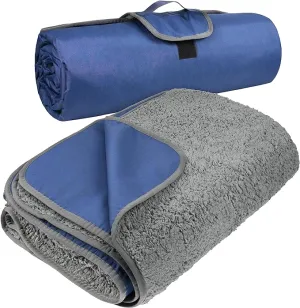 Tirrinia Outdoors Waterproof Throw Blanket, 66”x 90” Sherpa Fleece Stadium Windproof Mat for Boat, Traveling, Camping, Hiking, Football - Machine Washable
