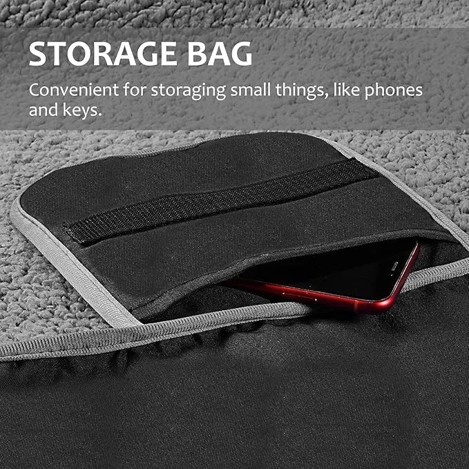 Tirrinia Outdoors Waterproof Throw Blanket, Sherpa Fleece Stadium Windproof Mat for Camping, Picnic, Traveling, Boat, Football - Machine Washable, Black