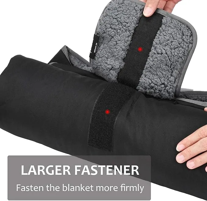 Tirrinia Outdoors Waterproof Throw Blanket, Sherpa Fleece Stadium Windproof Mat for Camping, Picnic, Traveling, Boat, Football - Machine Washable, Black