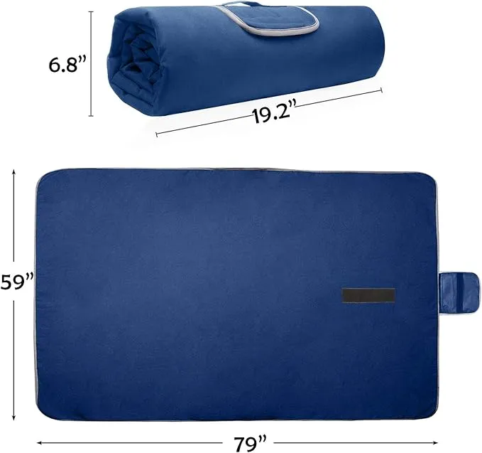 Tirrinia Outdoors Waterproof Throw Blanket, Sherpa Fleece Stadium Windproof Mat for Camping, Picnic, Traveling, Boat, Football - Machine Washable, Navy