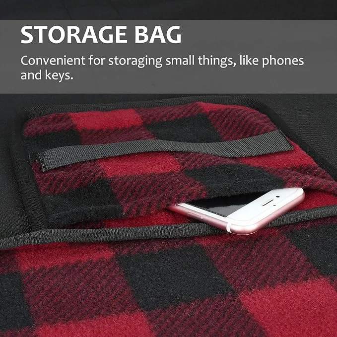 Tirrinia Outdoors Waterproof Throw Blanket, Sherpa Fleece Stadium Windproof Mat for Camping, Picnic, Traveling, Boat, Football - Machine Washable, Red-Black Plaid