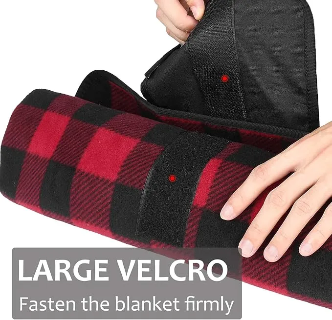 Tirrinia Outdoors Waterproof Throw Blanket, Sherpa Fleece Stadium Windproof Mat for Camping, Picnic, Traveling, Boat, Football - Machine Washable, Red-Black Plaid