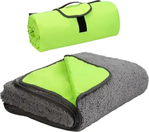 Tirrinia Outdoors Waterproof Throw Blanket, Sherpa Fleece Stadium Windproof Mat for Camping, Picnic, Traveling, Boat, Football - Machine Washable, Yellow Grey