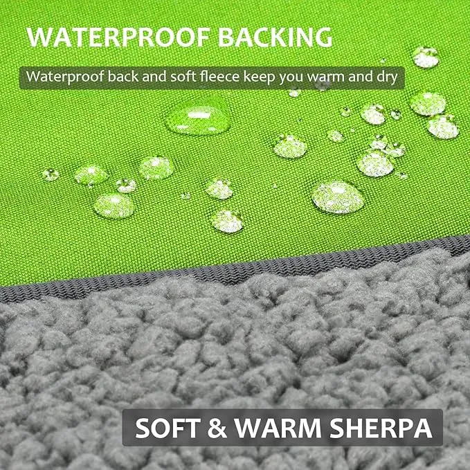 Tirrinia Outdoors Waterproof Throw Blanket, Sherpa Fleece Stadium Windproof Mat for Camping, Picnic, Traveling, Boat, Football - Machine Washable, Yellow Grey