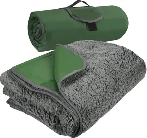 Tirrinia Outdoors Waterproof Throw Blanket, Sherpa Fleece Stadium Windproof Mat for Camping, Picnic, Traveling, Boat, Football - Machine Washable