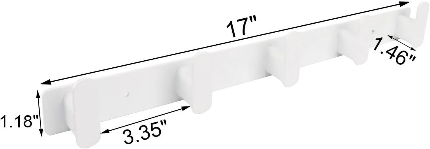 TocTen Coat Rack Wall Mounted - Heavy Duty Wall Hooks 304 Stainless Steel Coat Hook Rail with 5 Hanging Hooks, Towel Hook Rack for Coat/Hat/Towel/Purse/Key/Entryway/Bathroom (White, 5 Hook)