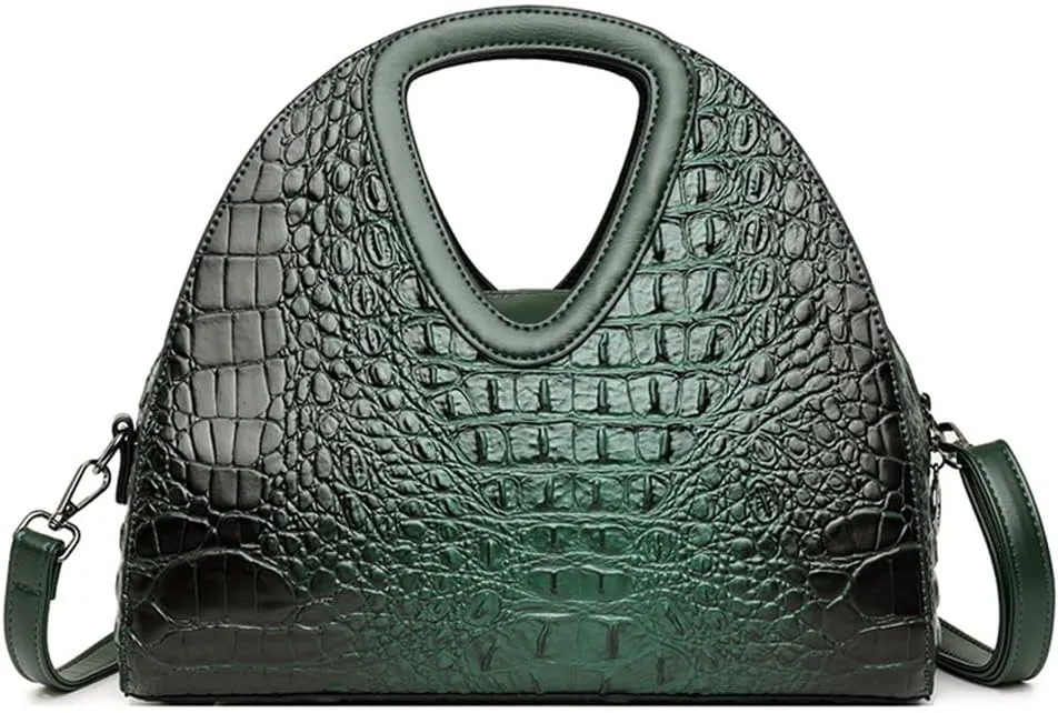 Top-handle Purse for Women Crocodile Print PU Leather Shoulder Handbag Waterproof Crossbody Bag with Adjustable Strap