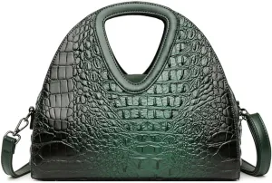 Top-handle Purse for Women Crocodile Print PU Leather Shoulder Handbag Waterproof Crossbody Bag with Adjustable Strap