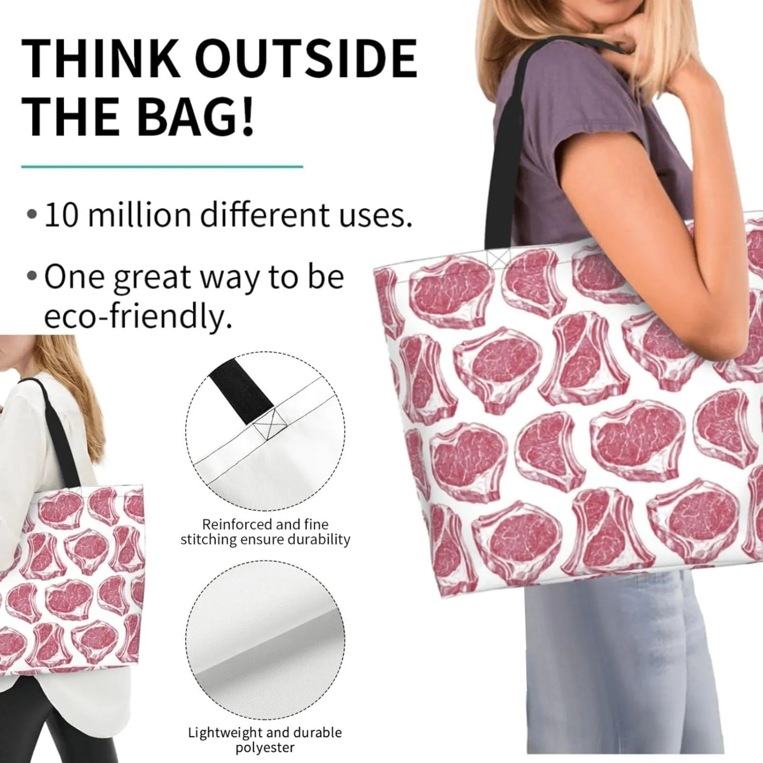 Tote Bag Beach Bag for Women Reusable Grocery Large Shopping Shoulder Bag Travel Handbag