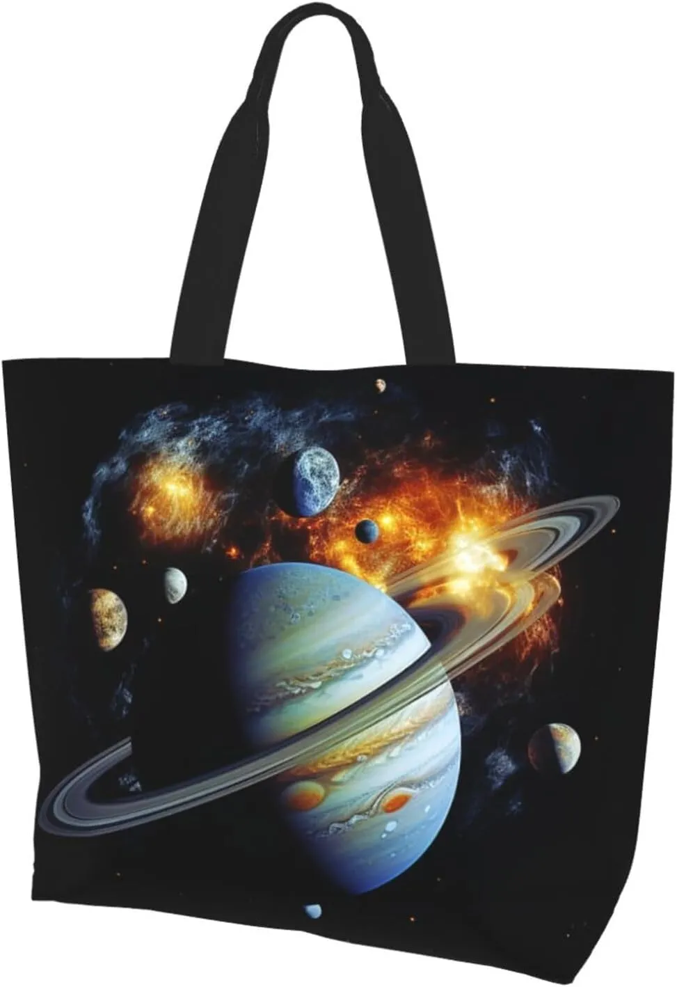 Tote Bag for Women Grocery Bag Reusable Aesthetic Shopping Bags Planet Jupiter Beach Handbag