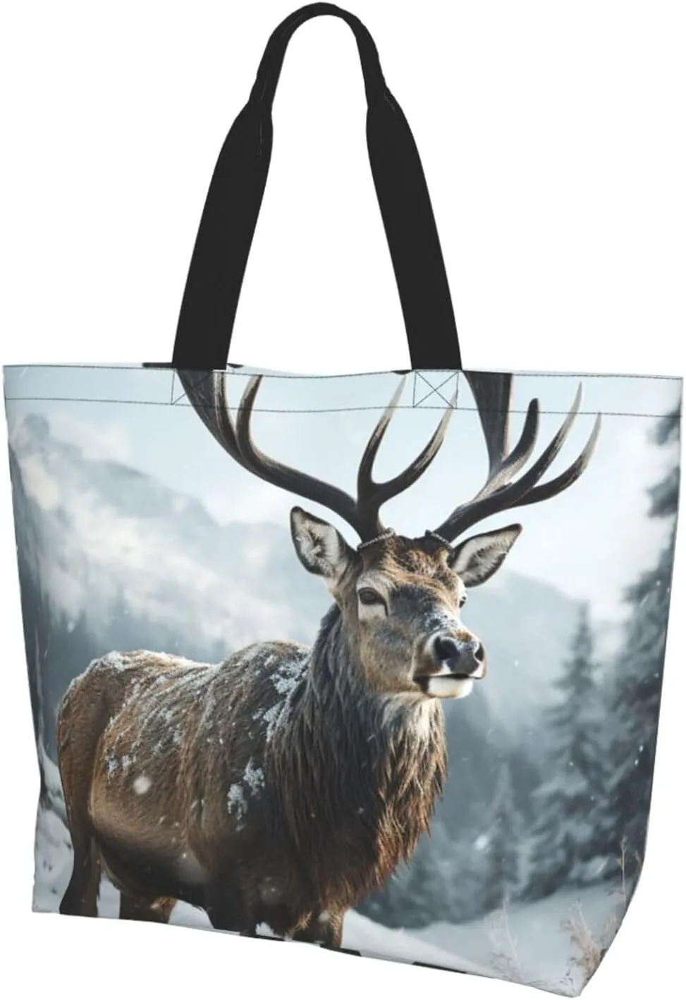 Tote Bag for Women Grocery Bag Reusable Aesthetic Shopping Bags Snow Elk Beach Handbag