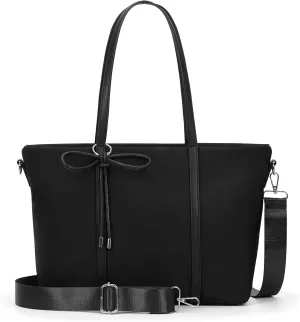 Tote Bag for Women Nylon Crossbody Bags Medium Aesthetic Shoulder Handbags with Bow for Travel Work College with Zip