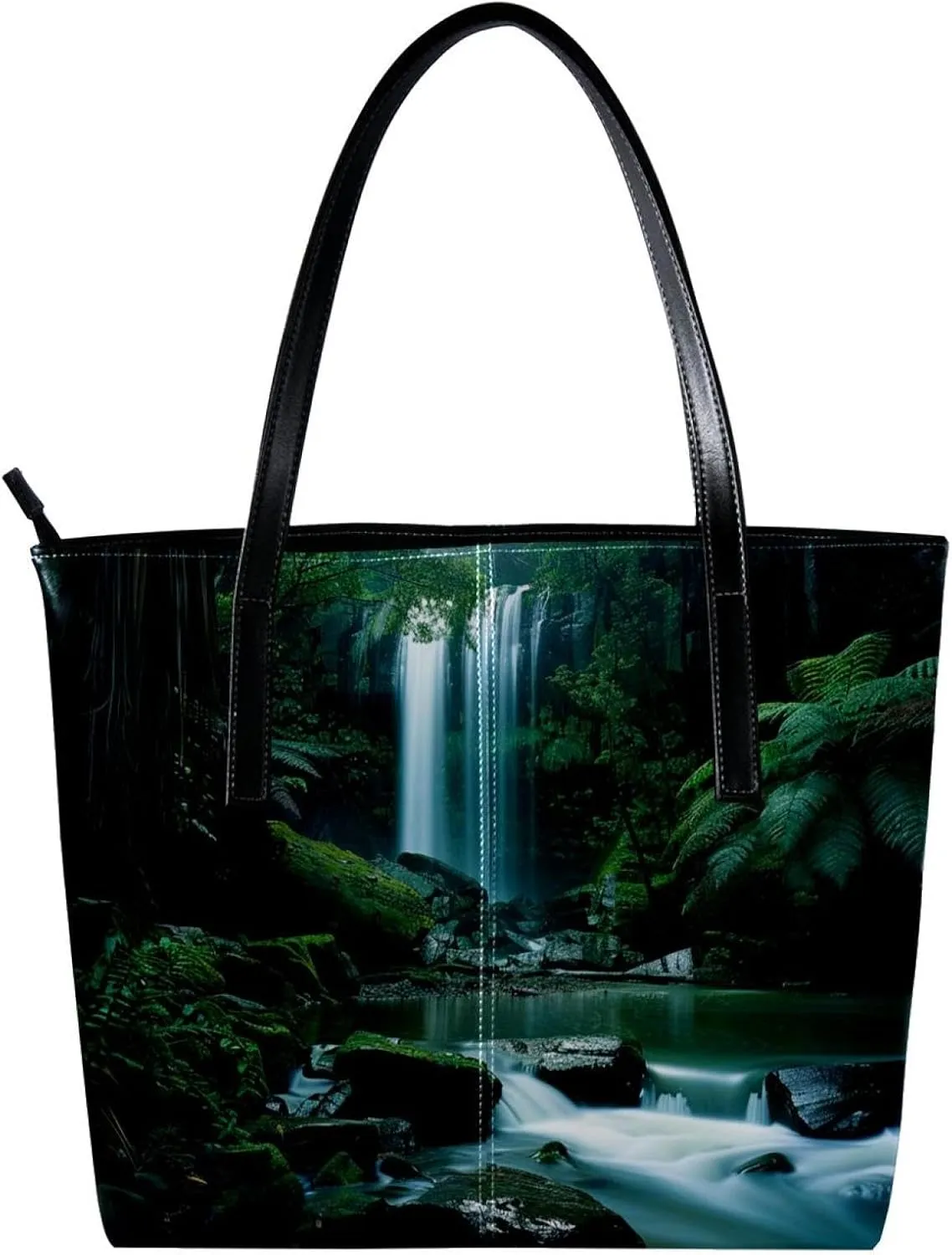 Tote Bag, Large Tote Bag, Women's Tote Handbags, Rainforest Waterfall Landscape, Tote Bags Women
