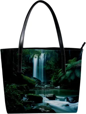 Tote Bag, Large Tote Bag, Women's Tote Handbags, Rainforest Waterfall Landscape, Tote Bags Women