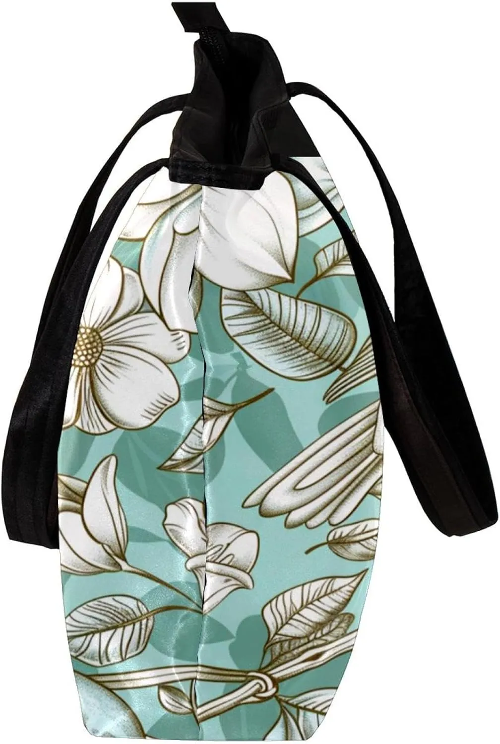 Tote Bag, Large Tote Bags for Women, Tote Bag with Zipper, Modern Flower Butterfly Hummingbird Vintage Art, Womens Tote Bag
