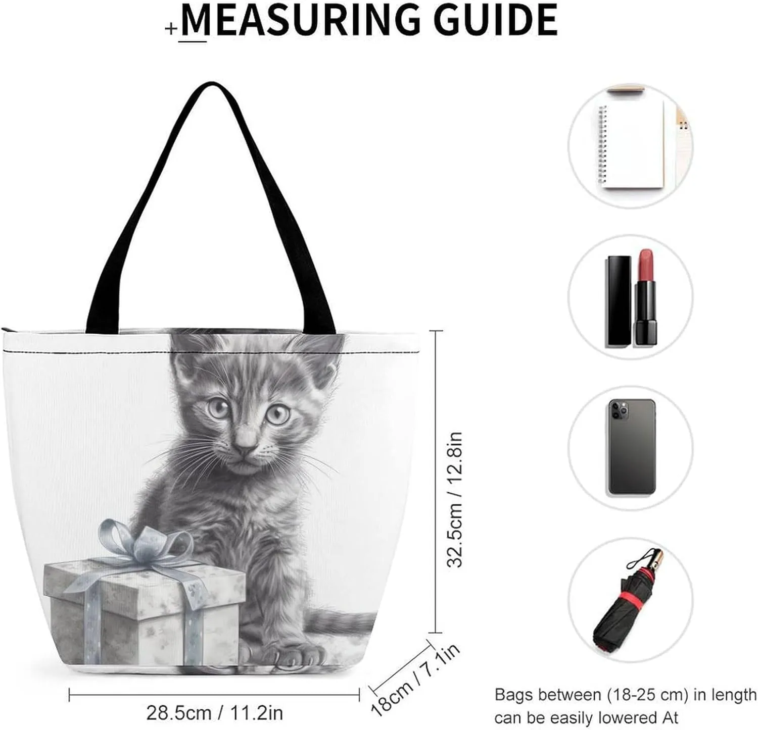 Tote Bag Reusable Grocery Bag with Zipper Funny Deer Women Shopping Bag Large Handbag for Work Travel