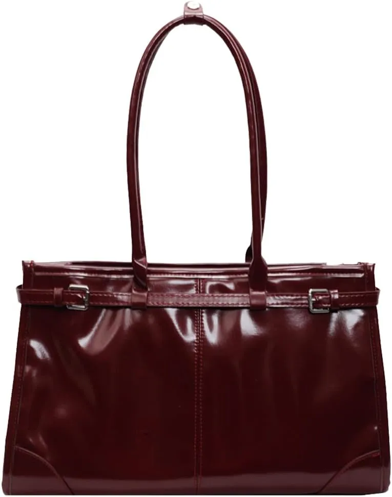 Tote Bags for Women,Leather Handbag Top Handle Trendy PU Shouledr Bag Small Wine Colored Purse Crossbody Bag 2024