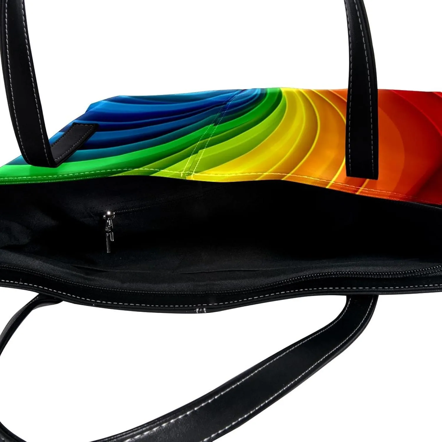 Tote Bags, Large Tote Bag, Tote Bag with Zipper, Modern Colored Lines Rainbow, Totes for Women