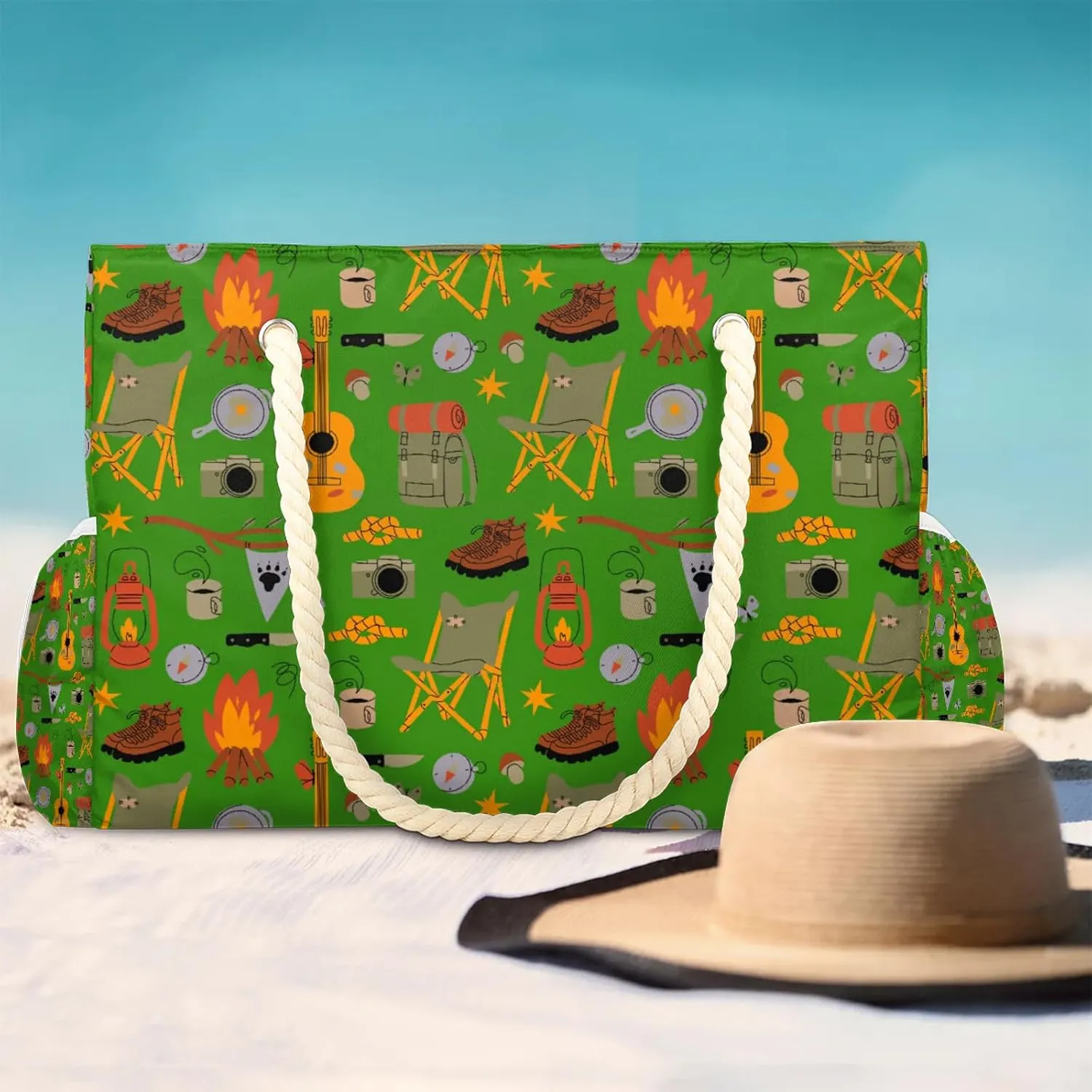 Tote Beach Bag for Women with Zipper Modern Large Waterproof Sandproof Swim Pool Bag