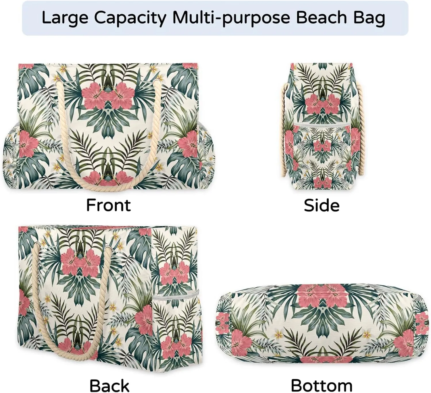 Tote Beach Bag for Women with Zipper Modern Large Waterproof Sandproof Swim Pool Bag
