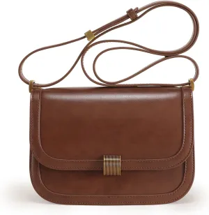 TOUTOU Brown Saddle Bag, Luxury Designer Brand Interior Zipper Pocket Shoulder Bags, Fashion Vintage PU Leather Handbag