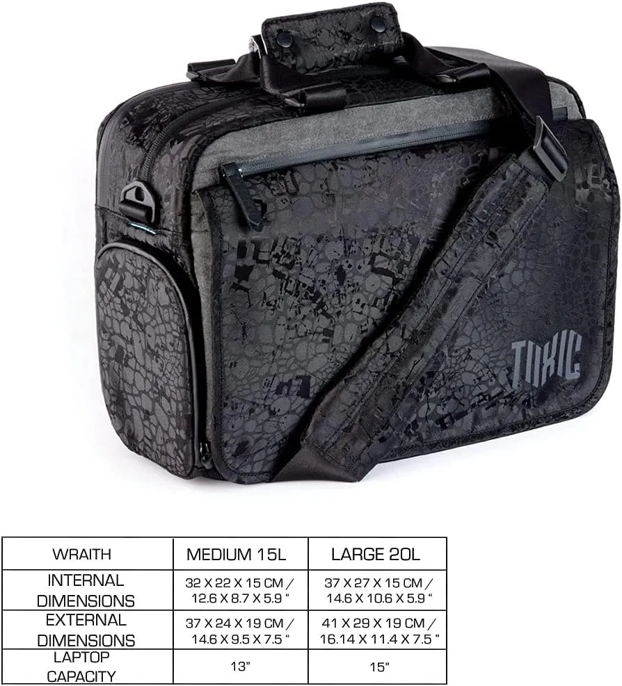 Toxic Wraith Camera Messenger Bag - Smart Storage Padded Camera Bag with Shoulder Strap and Carry Handle - Onyx 20L (WRAITH-ONYX-L)