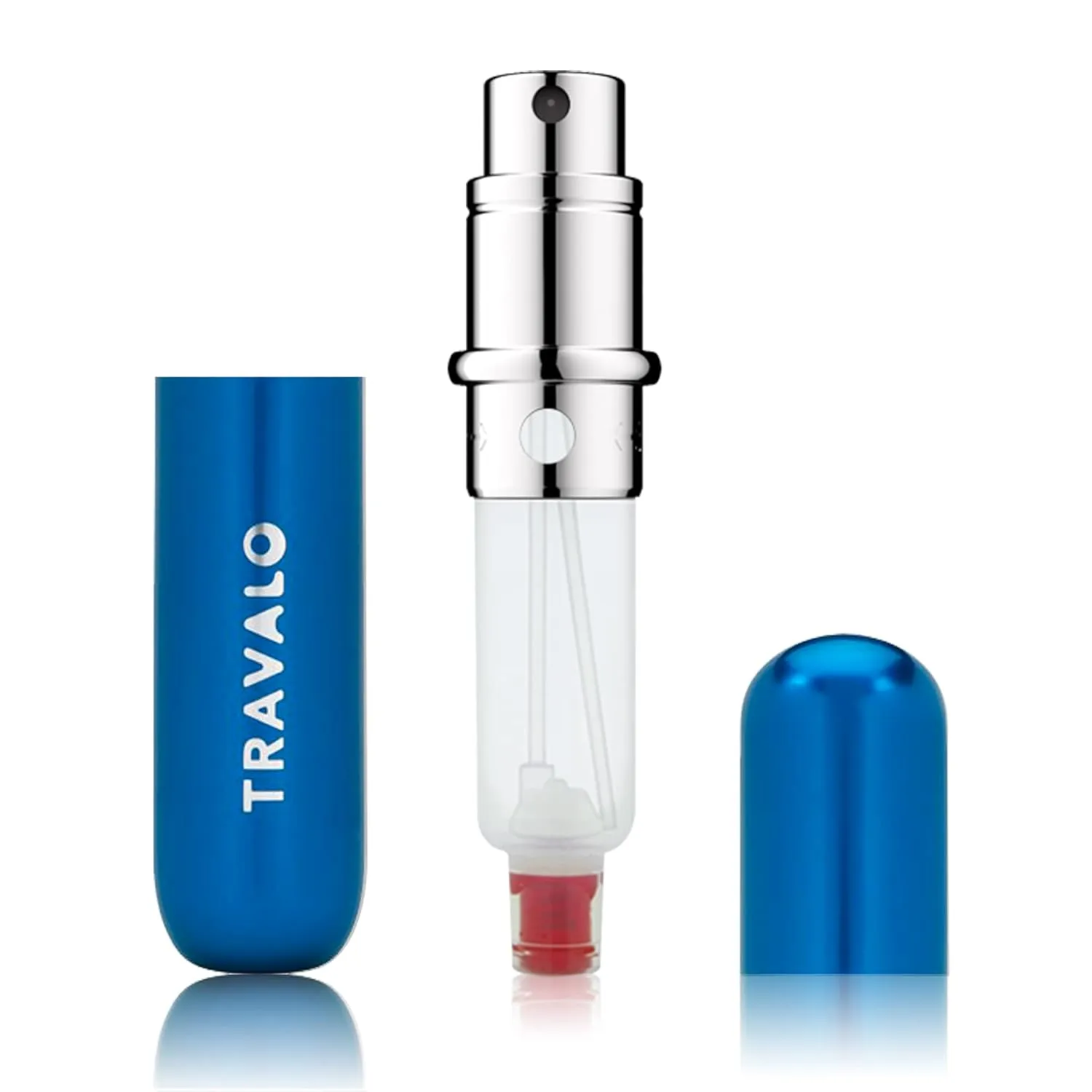 Travalo Classic HD Perfume Atomizer - Genie-S TSA Approved Travel Perfume Bottle Refillable - Reusable Airtight Easy-Fill Mini Pump Sprayer - Lightweight Elegant Design w/Volume Window - Blue - 0.17oz