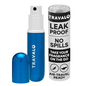 Travalo Classic HD Perfume Atomizer - Genie-S TSA Approved Travel Perfume Bottle Refillable - Reusable Airtight Easy-Fill Mini Pump Sprayer - Lightweight Elegant Design w/Volume Window - Blue - 0.17oz
