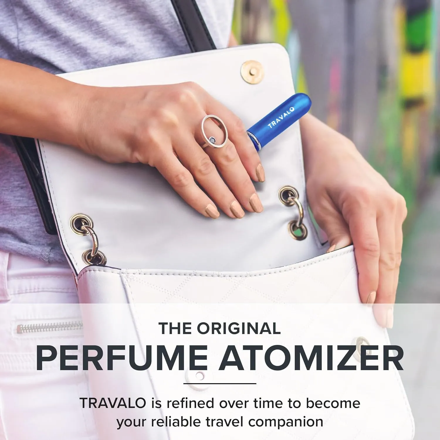 Travalo Classic HD Perfume Atomizer - Genie-S TSA Approved Travel Perfume Bottle Refillable - Reusable Airtight Easy-Fill Mini Pump Sprayer - Lightweight Elegant Design w/Volume Window - Blue - 0.17oz