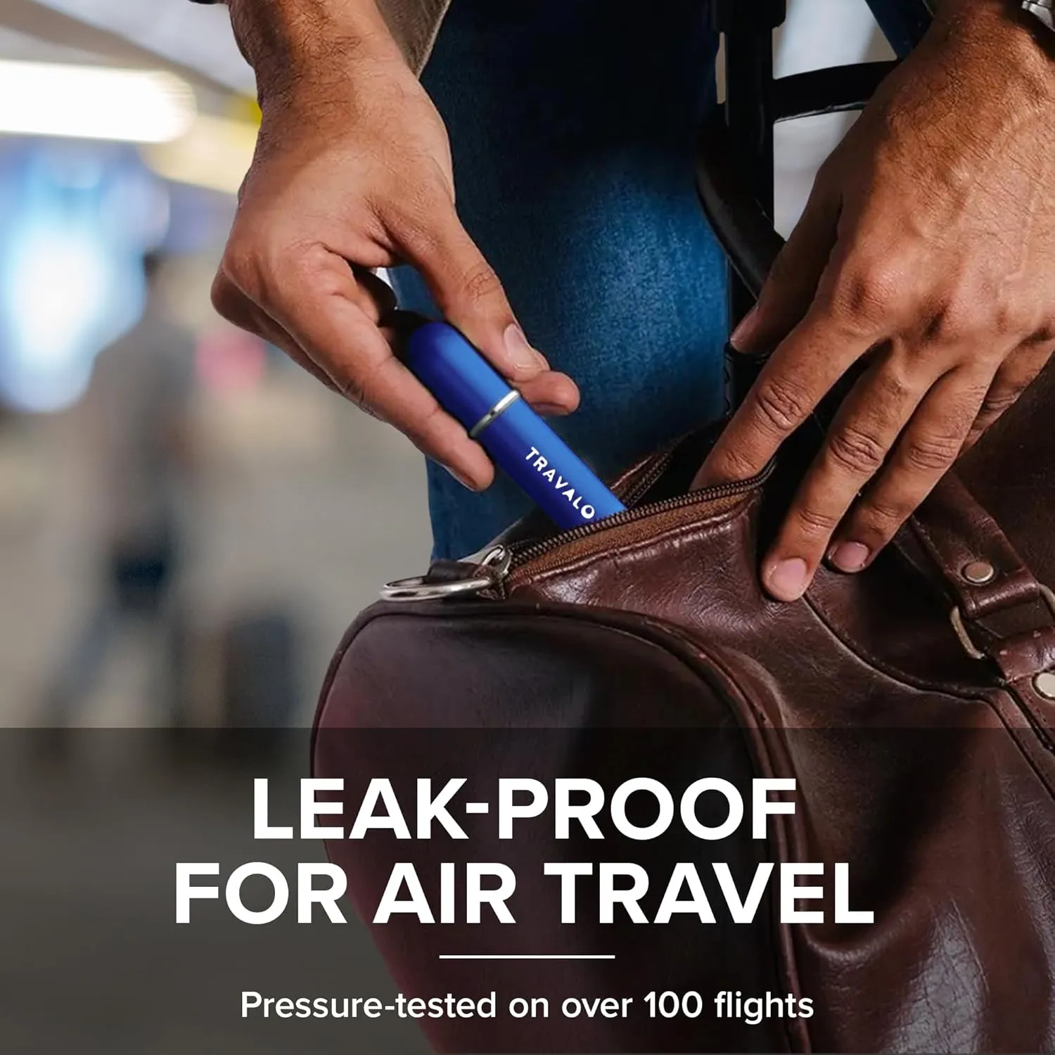 Travalo Classic HD Perfume Atomizer - Genie-S TSA Approved Travel Perfume Bottle Refillable - Reusable Airtight Easy-Fill Mini Pump Sprayer - Lightweight Elegant Design w/Volume Window - Blue - 0.17oz